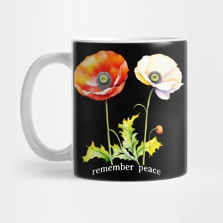 Watercolor Memorial Day Peace Red & White Poppies Mug